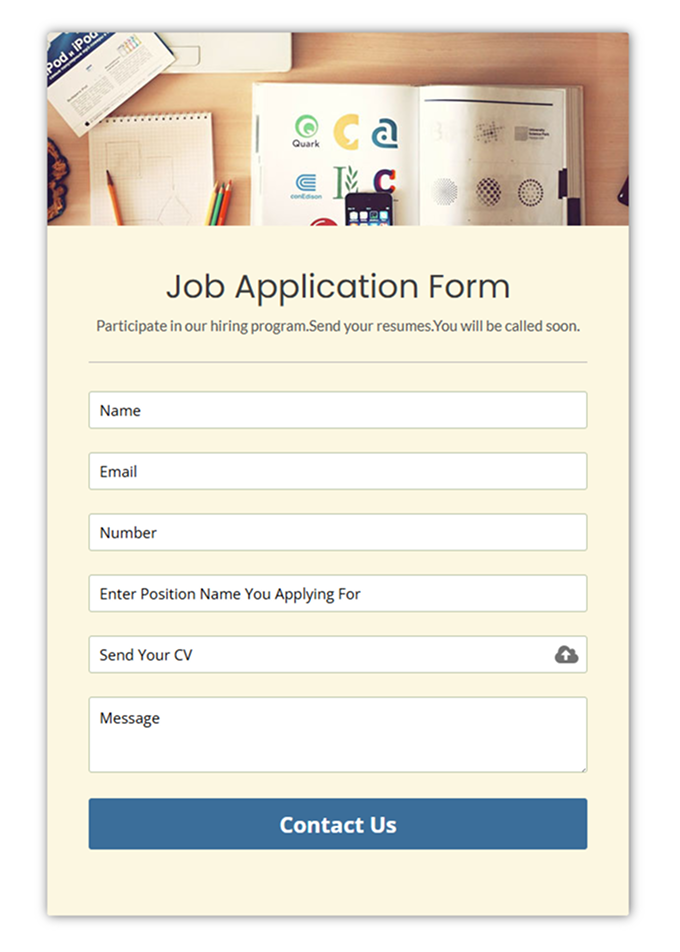 Job Application Form template